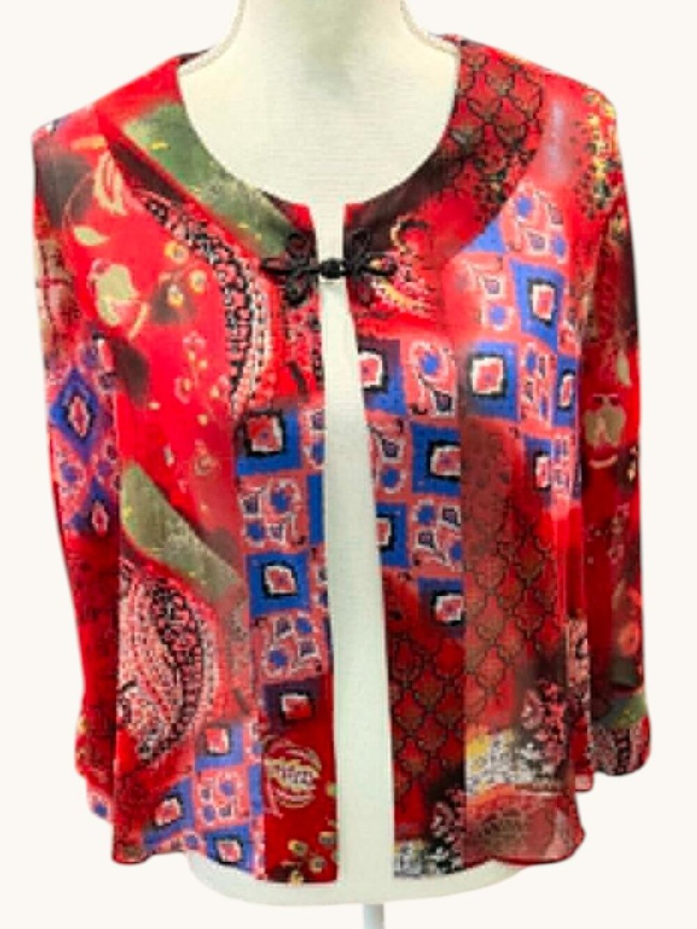TRAVELSMITH Asian Inspired Sheer Silk Shrug Top